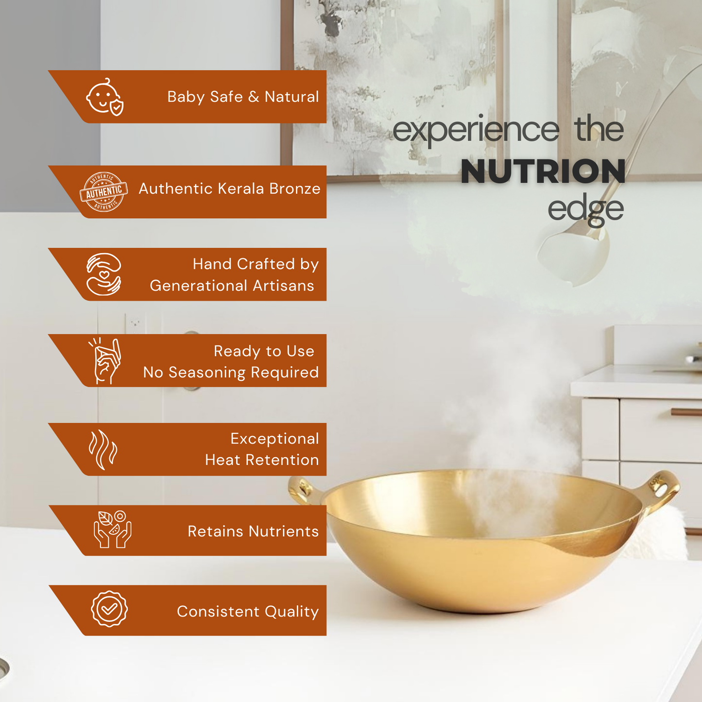 Nutrion Premium 9 INCH/2.4 Litre Broinze Kadai