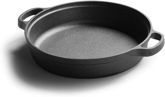 NUTRION Pre-Seasoned Cast Iron Kadai with Double Handles | 11 Inch (3 Litre) | Heavy Duty Deep Fry Pan for Curry, Biryani & Frying | Naturally Non-Stick, Non-Toxic & Gas/Induction Compatible