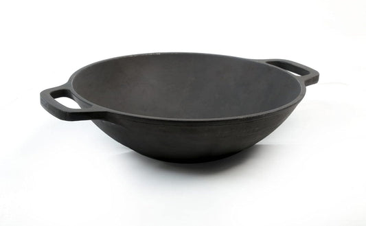 NUTRION Pre-Seasoned Cast Iron Kadai | Traditional Deep Cooking Pan for Healthy Cooking, Even Heating & Long-Lasting Durability (Round Bottom deep kadai)