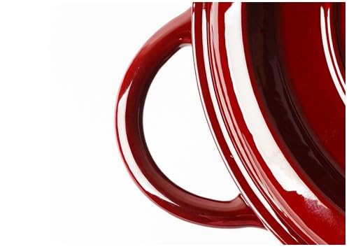 Enameled Cast Iron Dutch Oven, 7.8 Litre, Round Dutch Ovens Pot with Dual Handle for Bread Baking, Dutch Ovens with Lid, Bread Oven, Dark Red(28 cm x13 cm)