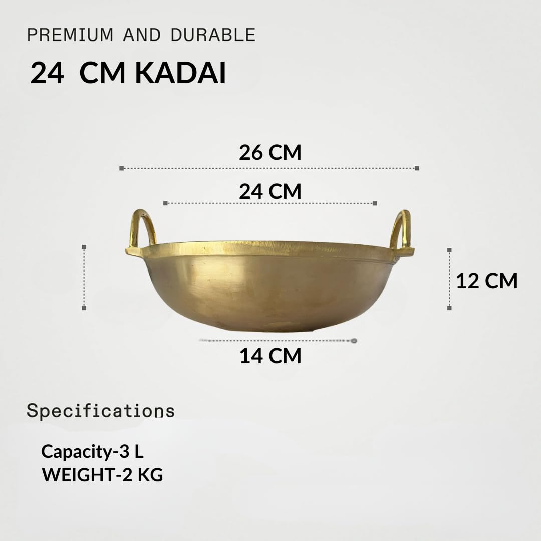 NUTRION Bronze Kadai Cookware Combo – 10″/3 L Kadai & 9″/1.8 – Tin-Coated Traditional Kerala Bronze, Chemical-Free, Even-Heat, Durable Duo