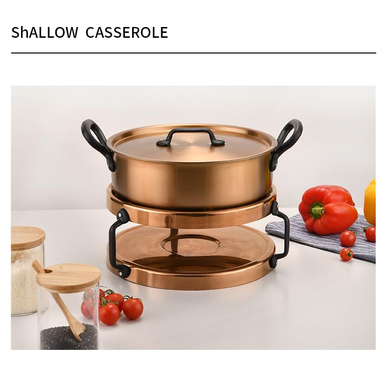 Copper-Toned Non-Stick Cooking Pan with Lid, 2 Handles, 26 cm