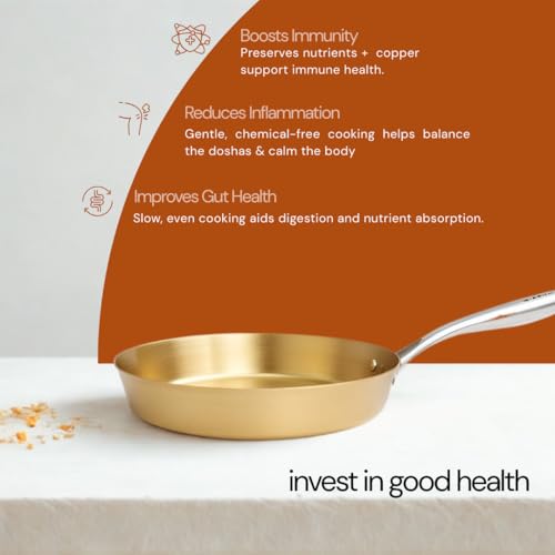 NUTRION Bronze Kadai Cookware Combo – 10″/3 L Kadai & 9″/1.8 – Tin-Coated Traditional Kerala Bronze, Chemical-Free, Even-Heat, Durable Duo