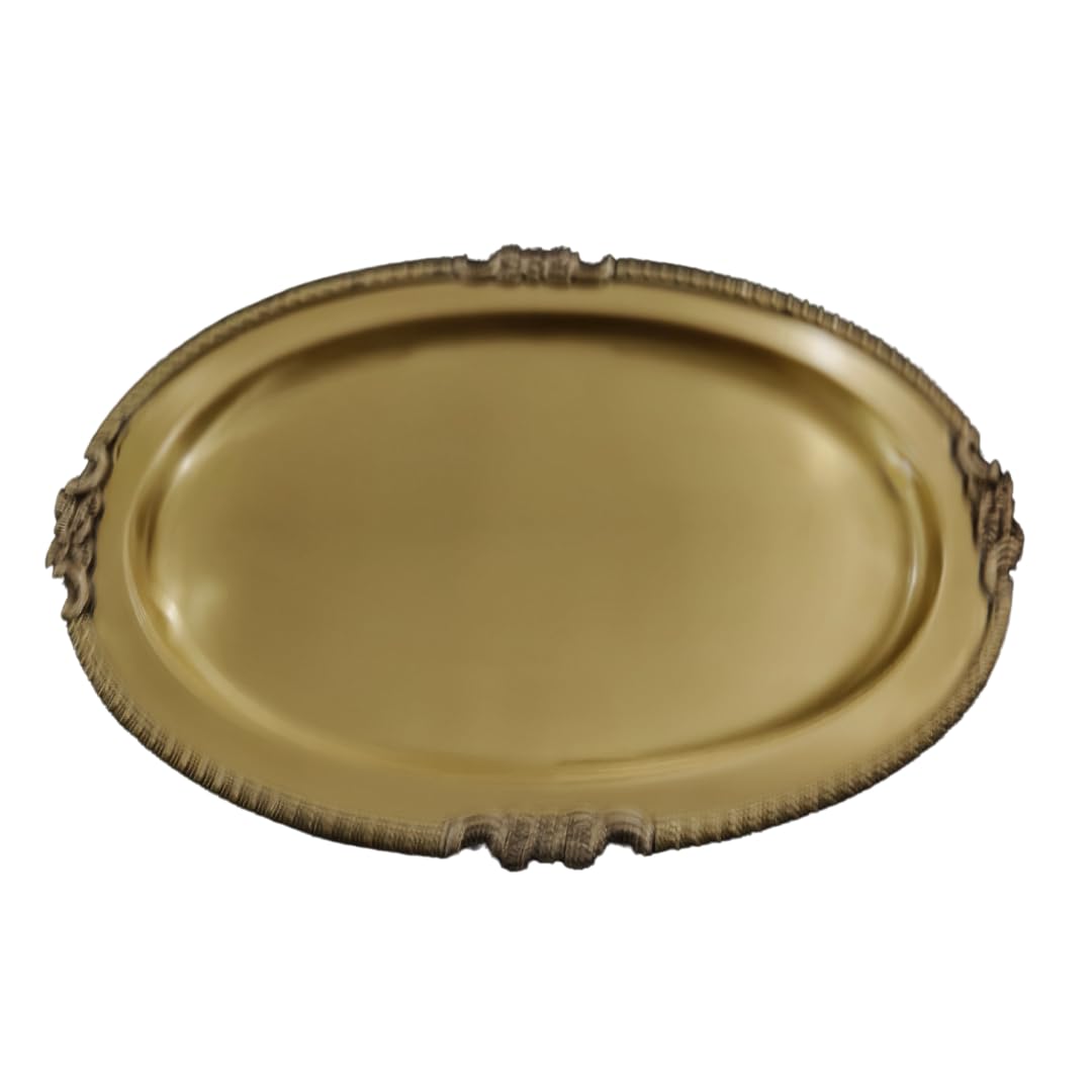 Nutrion Brass Pooja Thali | 10 Inch Traditional Puja Plate for Aarti, Arathi & Festivals | Durable & Easy to Clean | Ideal for Home Temple & Gifting