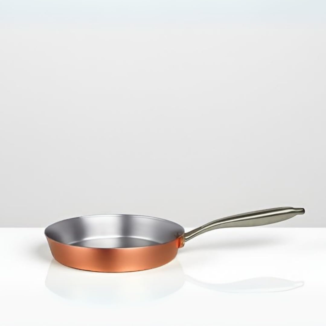 NUTRION Pure Bronze Frying Pan - Traditional Indian Cooking Pan/Tawa for Cooking with Health-Boosting Properties (24 cm) (Medium Pan)