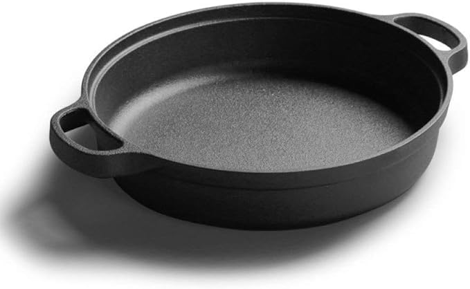NUTRION Pre-Seasoned Cast Iron Kadai with Double Handles | 11 Inch (3 Litre) | Heavy Duty Deep Fry Pan for Curry, Biryani & Frying | Naturally Non-Stick, Non-Toxic & Gas/Induction Compatible