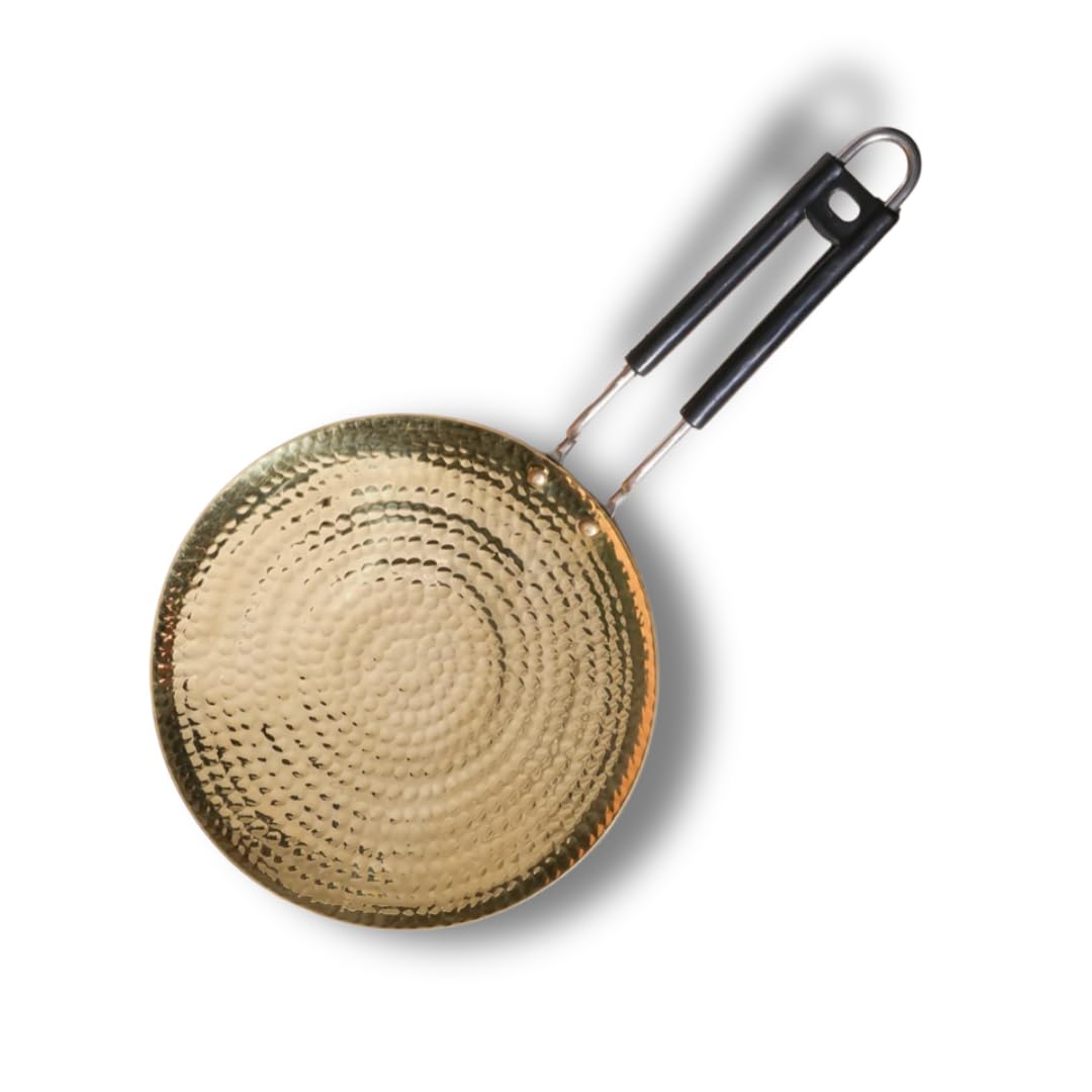 NUTRION Pure Bronze Frying Pan - Traditional Indian Cooking Pan/Tawa for Cooking with Health-Boosting Properties (24 cm) (Medium Pan)