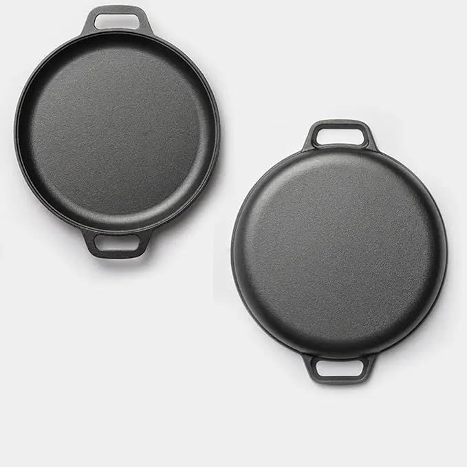 NUTRION Happiness Series Pre-Seasoned Cast Iron Skillet Fry Pan Cooking Pan 28cm (11 Inch), Oven Safe Cookware with Dual Handles, Use for Grill, Stovetop, Induction