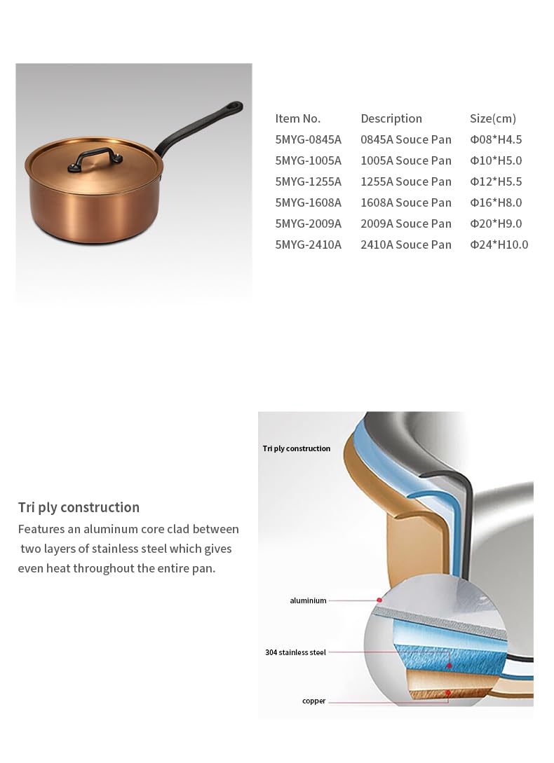 Nutrion Chefs Special Triply Steel cookware (1.5 Litre Copper Finish Pan)