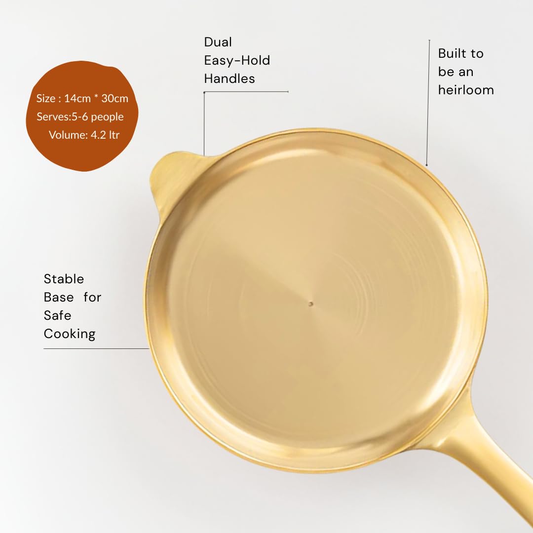 NUTRION Bronze Kadai Cookware Combo – 10″/3 L Kadai & 9″/1.8 – Tin-Coated Traditional Kerala Bronze, Chemical-Free, Even-Heat, Durable Duo