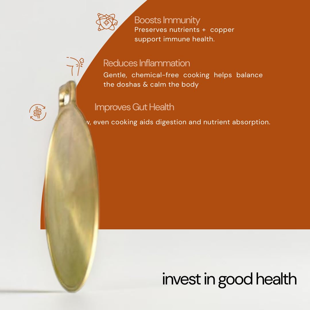 NUTRION Pure Bronze Frying Pan - Traditional Indian Cooking Pan/Tawa for Cooking with Health-Boosting Properties (24 cm) (Medium Pan)