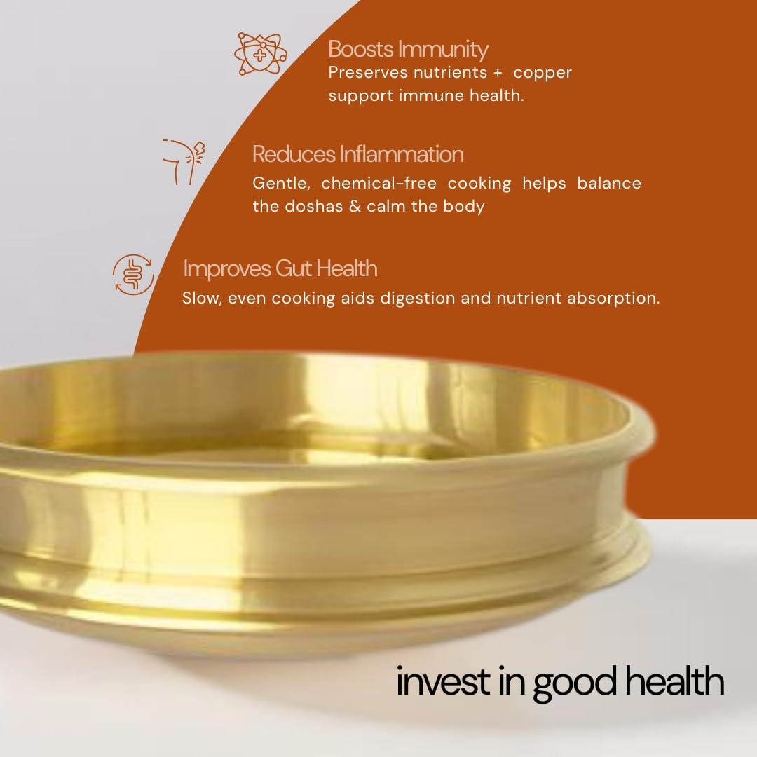 NUTRION Bronze Kadai Cookware Combo – 10″/3 L Kadai & 9″/1.8 – Tin-Coated Traditional Kerala Bronze, Chemical-Free, Even-Heat, Durable Duo
