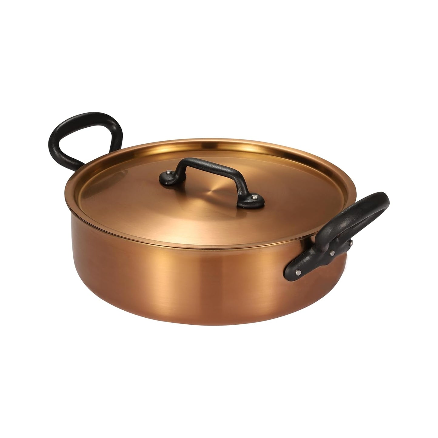 Copper-Toned Non-Stick Cooking Pan with Lid, 2 Handles, 26 cm