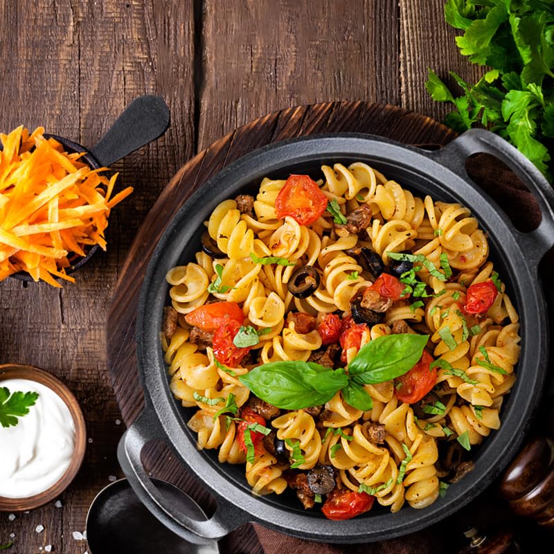 NUTRION Pre-Seasoned Cast Iron Wok/Kadai with Glass Lid | 12 Inch (3.5 Litre) | Heavy Duty Deep Fry Pan for Curry, Biryani & Stir Fry | Gas & Induction Compatible | Naturally Non-Stick & Durable