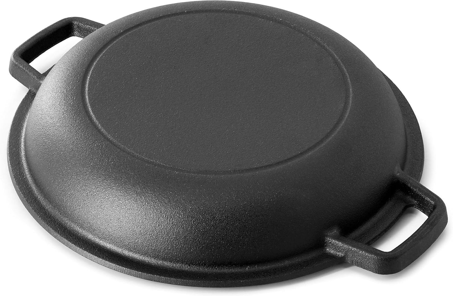 Pre-seasoned Cast Iron Double Dutch Oven Pot with Skillet Lid, Dual-handle, for Bread Baking, Outdoor, Campfire Cooking, include Sourdough Bread Baking Supplies like Banneton Bread Proofing Basket, 5 Litre