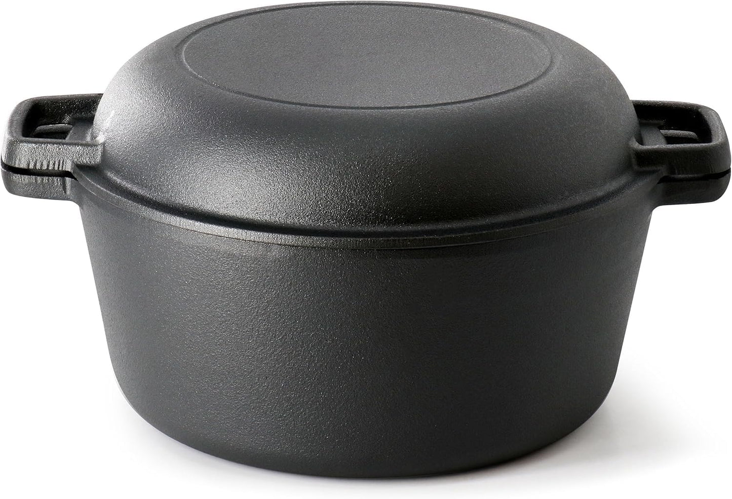 Pre-seasoned Cast Iron Double Dutch Oven Pot with Skillet Lid, Dual-handle, for Bread Baking, Outdoor, Campfire Cooking, include Sourdough Bread Baking Supplies like Banneton Bread Proofing Basket, 5 Litre