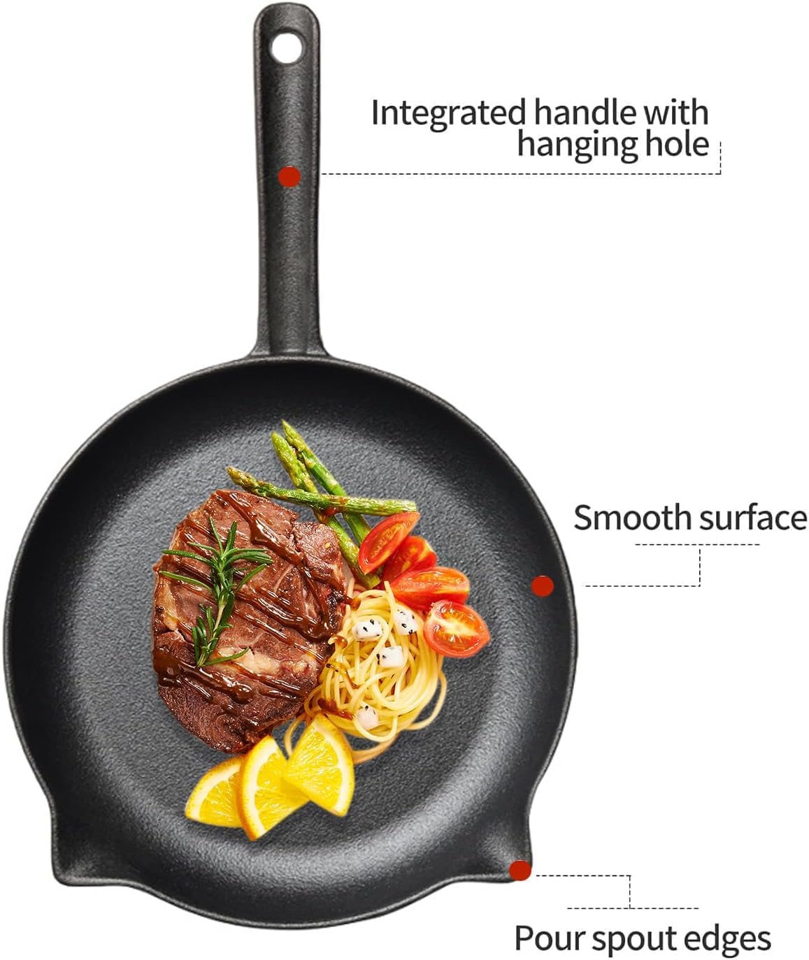 NUTRION Pre-Seasoned Cast Iron Frying Pan | 10 Inch (2.5 Litre) | Heavy Duty Skillet for Frying, Sautéing, Dosa & Indian Cooking | Naturally Non-Stick, Non-Toxic & Induction Compatible