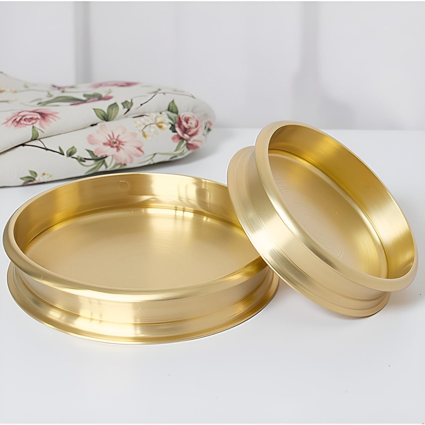 NUTRION Bronze Kadai Cookware Combo – 10″/3 L Kadai & 9″/1.8 – Tin-Coated Traditional Kerala Bronze, Chemical-Free, Even-Heat, Durable Duo