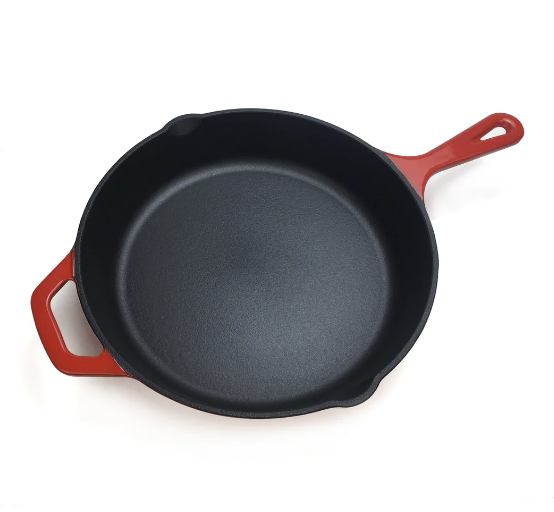 NUTRION Enamel Cast Iron Frying Pan | 10 Inch (2.5 Litre) | Heavy Duty Skillet with Enamel Coating for Frying, Sauteing & Everyday Cooking | Non-Toxic, Rust-Free & Easy to Clean Cookware
